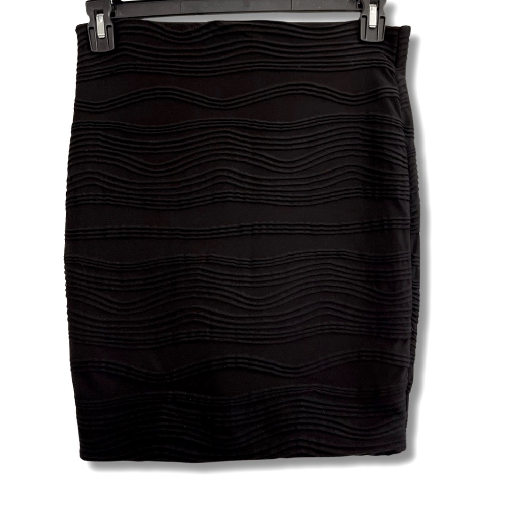 Black Textured Mini Skirt
